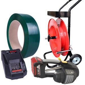 Akku-Umreifungsgerät MB620 Set PET-Umreifungsband, Abroller, Akku, Ladegerät