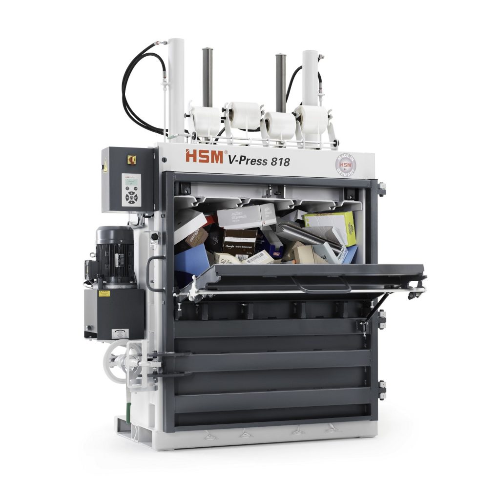 Industrielle Kartonballenpresse HSM V-Press 818 plus 18,5 Tonnen, 185kN, 200kg Ballen