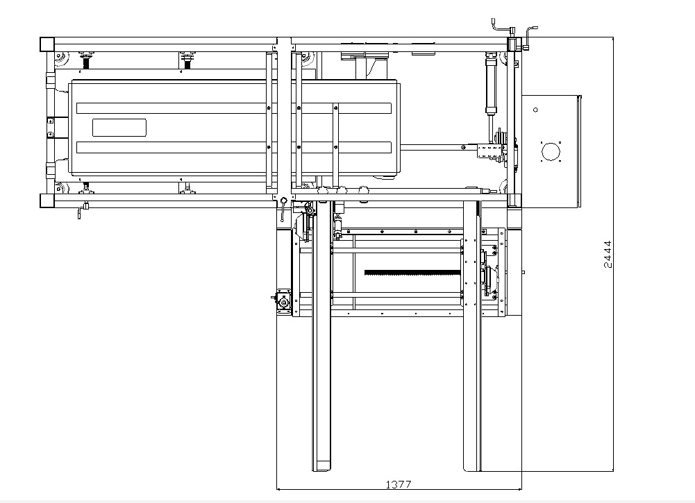 AUTOBOX Kartonaufrichter – Layout-Zeichnung Maschine mit waagrechtem Arbeitstisch