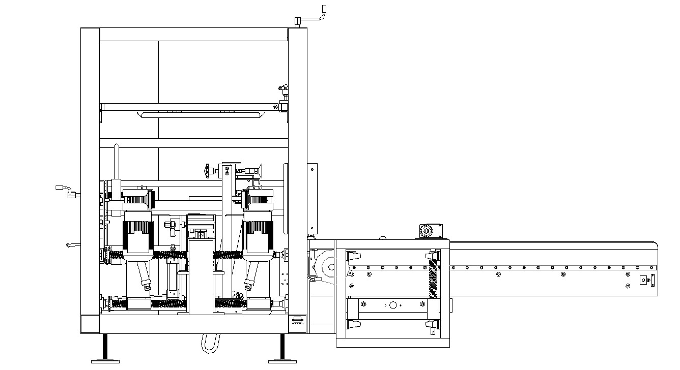 AUTOBOX Kartonaufrichter – Layout-Zeichnung Maschine mit waagrechtem Arbeitstisch
