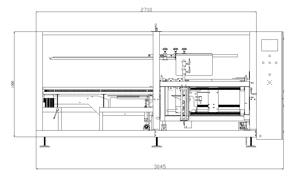 AUTOBOX Kartonaufrichter – Layout-Zeichnung Maschine mit schrägem Arbeitstisch