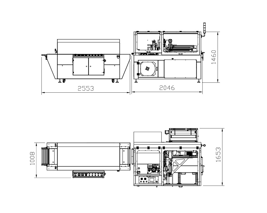 Grundriss SHRINKCOMBO Schrumpffolienverpackungsmaschine